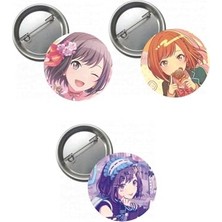 Orevio Hatsune Miku Pjsekai Project Sekai Colorful Anime Buton Rozet, 3 Adet 37 Mm, Shinonome Ena