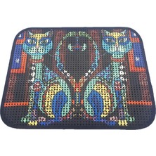 Orevio Renkli Elekli Desenli Kedi Tuvaleti Önü Paspası 60 x 45 cm