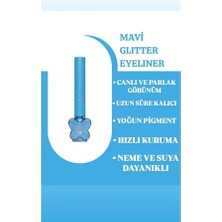 Orevio Mavi Glitter Eyeliner, Suya ve Tere Dayanıklı, Parlak ve Simli, Ince Uçlu