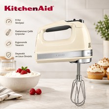 Kitchenaid 9 Hızlı El Mikseri Almond Cream Paslanmaz Çelik Çırpıcı Ergonomik Tasarım Güçlü Motor Kolay Kullanım Mutfak Mikseri