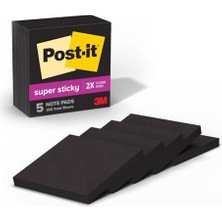 Orevio Süper Yapışkan Notlar, 3x3 In, 5 Ped, 2x Yapıştırma Gücü, Siyah (654-5SSSC)
