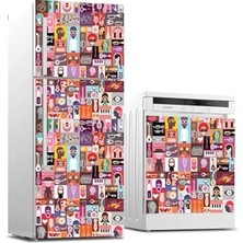 Orevio Buzdolabı ve Bulaşık Makinesi Beyaz Eşya Sticker Kaplama Pop Art Music Collage