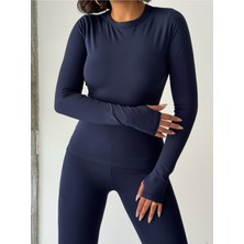 Opendo Kışlık Içi Polarlı Parmak Geçirmeli Bisiklet Yaka Uzun Kollu Slim Fit Bluz