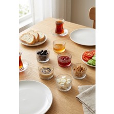 Shuvae Home 6'lı Çizgili Cam Mini Kase Seti 40 ml – Sosluk, Kahvaltılık, Reçellik, Ballık ve Çerezlik Sunum Kasesi