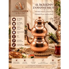 Aura Copper El Işlemeli Bakır Çaydanlık Seti 1 mm – Üst 850-950 ml Alt 1850-1950 ml 27 cm