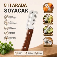 Go İthalat 5&amp;#39;i 1 Arada Çok Fonksiyonlu Sebze ve Patates Soyucu, Paslanmaz Çelik Bıçaklı, Ahşap Saplı Mutfak Jülyen Soyacak, Şişe Açacağı (5582)