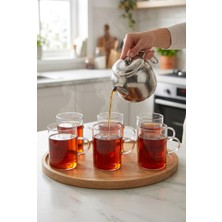 Shuvae Home 6'lı Borosilikat Cam Fincan Seti – Kulplu, Isıya Dayanıklı, Çay, Bitki Çayı, Latte ve Kahve Bardağı