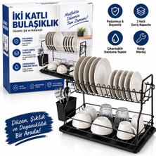 Go İthalat Siyah - Metal 2 Katlı Tabaklık - Bulaşıklık (3791)