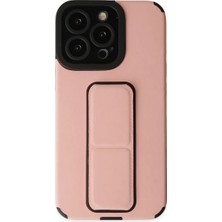Apple iPhone 13 Pro Kılıf Mega Standlı Silikon - Pudra