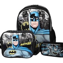 Orevio Batman Lisanslı Okul Çantası Seti; 35 Cm, Kalem Çantası ve Beslenme Çantası Dahil