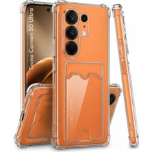 Teknomoda Tecno Camon 50 Ultra Kılıf Kartlıklı Anti Şok Korumalı Şeffaf Silikon (CN7C)