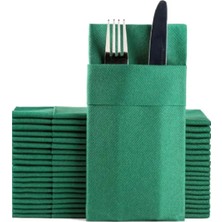 NapkinStore Yeşil 40*40 1/8 Cepli Premium Kumaş Dokulu Peçete 50'li Kutu