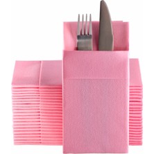 NapkinStore Pembe 40*40 1/8 Cepli Premium Kumaş Dokulu Peçete 50'li Kutu