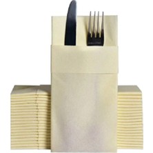 NapkinStore Fildişi 40*40 1/8 Cepli Premium Kumaş Dokulu Peçete 50'li Kutu