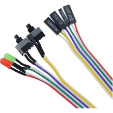 5064 Ana Kart Power Kablosu LED Işıklı Reset Açma Kapama Butonu Kablosu On Off Switch