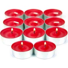 Prime Dekoratif Kırmızı Renkli Tealight Mum, 10'lu Paket