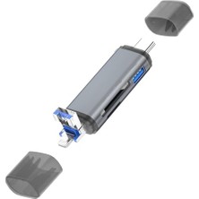 Orevio Ads-28 6ın1 Otg Card Reader- Lightning Apple; Iphone& Ipad Için, USB 3.0 To Type C Sd/tf Kart Okuyucu
