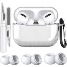 Orevio Airpods Pro 2. Nesil Uyumlu Şeffaf Kılıf, Anc Delikli S-M-L Silikon Uçlar ve 3'ü 1 Arada Bluetooth Kulaklık Temizleme Kalemi Seti