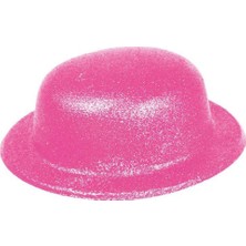 Ett Pembe Renk Simli Melon Yuvarlak Parti Şapkası 24X26 cm