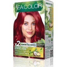 Amonyaksız, Vegan, Doğal, Besleyici Kalıcı Saç BOYASI%100 Beyaz Kapama (1 Paket 2 x 50 ml Boya & Oksidan) (Çilek Kırmızısı 5.65)