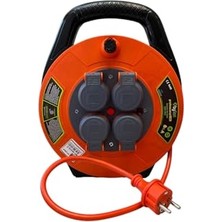Orevio Çanta, Seyyar Kablo Makarası – 10 Metre, 4 Prizli, IP44 Kapaklı, 230V 16A, 1000W – Taşınabilir Tipi Uzatma Kablosu (3x1.5 Mm² Cca) 10315-F Bylion