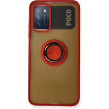 Xiaomi Redmi 9t Kılıf Montreal Yüzüklü Silikon Kapak - Kırmızı