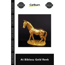 Carlburn Özel Üretim Dekoratif Reçine Ofis Masa Üstü Nostaljik Şık Aksesuar Hediyelik At Biblosu Gold Renk