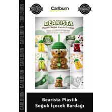 Carlburn Özel Üretim Ayıcık Tasarım Pipetli Kapaklı Sert Dayanıklı Bearista Plastik Soğuk Içecek Bardağı