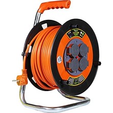 Orevio 20 Metre 3x1.5 mm Seyyar Makaralı Uzatma Kablosu Kapaklı Termal Sigortalı Cca