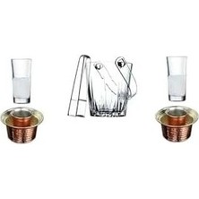 Prime 6 Parça Meşrubat Rakı Bardak Bakır Ehlikeyf Buz Kovası Seti 869541202214456