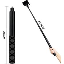Prime 150CM Görünmez Selfie Çubuğu, X3, X2, X4, X5, One Rs, Go 3, One X, Evo ile Uyumlu, 180 gr Alüminyum Katlanabilir Uzatma Çubuğu, 1/4” Vidalı Bağl