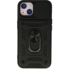Apple iPhone 14 Kılıf Pars Lens Yüzüklü Silikon - Siyah