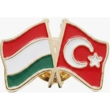 Orevio Macaristan Türkiye Bayraklı Zamak Metal Yaka Rozeti, 1 Adet