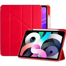 Orevio Samsung Galaxy Tab S9 Fe/ S10 Fe 10.9 Inch ile Uyumlu Kalem Bölmeli Katlanabilir Standlı Akıllı Kapak - Kırmızı