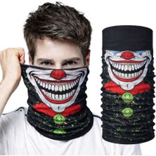 Birsence Joker Yüz Baskılı Baf Bandana - Çok Amaçlı Boyunluk Bandana 2 No