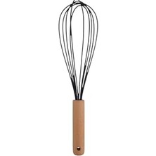 Orevio Ahşap Saplı Silikon Mutfak Çırpıcısı, Siyah, 27 Cm, 1 Adet