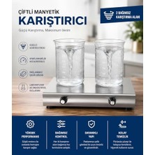 Orevio Çift Karıştırıcılı Laboratuvar Manyetik Karıştırıcı, Paslanmaz Çelik, 2600 Rpm, 3l Kapasite, 20X30X4.5 cm