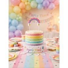 Party Time Gökkuşağı ve Papatya Figürlü Simli Pasta Süsü
