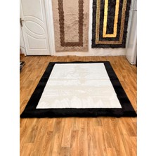 Siyah & Ekru Peluş Halı