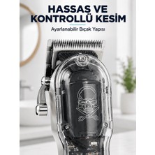 Meks Profesyonel Saç Tıraş Makinesi Şarjlı LCD Ekranlı 4 Taraklı 1800 Mah Güçlü Motorlu Saç Kesme Makinesi