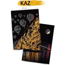 Prime Kazboz Kazıma Sanatı, Türkiye Temalı Scratch Art Seti, 20X28,5 Cm, Venedik, Kapadokya, Istanbul Manzaralı
