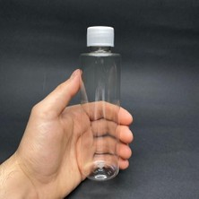 Orevio 150 cc Şeffaf Silindir Küt Boyunlu Plastik Pet Şişe, Beyaz Kapaklı, 150 Ml, 10 Adet
