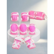 Meks Pembe Çocuk Koruyucu Spor Seti 2 Adet Dizlik Dirseklik