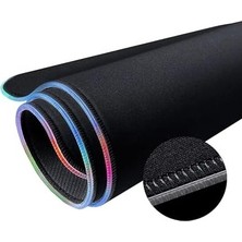 Raptor 80X30CM Mikrofiber Yüzey/kaydırmaz Kauçuk Zemin 360° Rgb Dikişli Xl Mousepad - Siyah