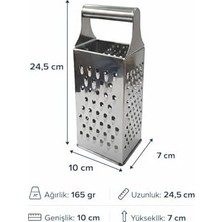 Prime Çelik Rende, 9” Dörtgen Paslanmaz – Çok Fonksiyonlu, Ergonomik Tutma Saplı, Dayanıklı Mutfak Rendesi