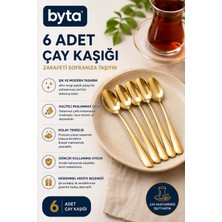 6'lı Altın Renk Çay Kaşığı Seti Paslanmaz Çelik Gold Çay, Kahve ve Tatlı Kaşığı