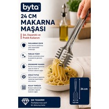 24 cm Paslanmaz Çelik Makarna Servis Maşası – Ergonomik Tutuşlu Lüks Mutfak Maşası