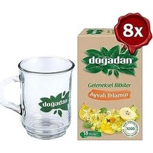 Doğadan Ayvalı Ihlamur Çay 18'li x 8 ve Doğadan Cam Bardak Hediyeli