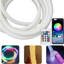 PM-26417 Animasyonlu Bluetooth Neon Rgb Kumaş Örgülü Hortum LED 5 Metre 201 Modlu