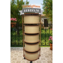 Ahşap Sebzelik Geleneksel Tasarım Yuvarlak Akça Desenli 5 x 5 kg Kapasiteli Hazır Gönderim